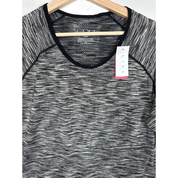 LIVI For Lane Bryant Fitted Activewear Top Space Dye Black Stretch Knit Sz 22/24 - Picture 2 of 9